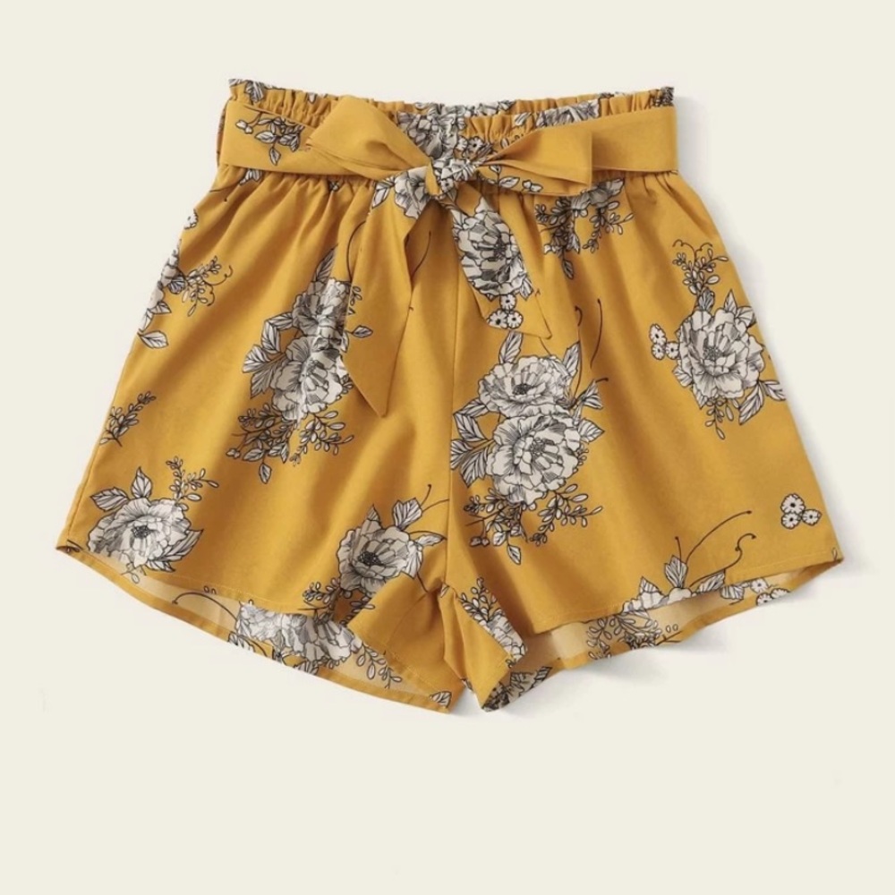 Women’s Floral Print Paper bag Shorts